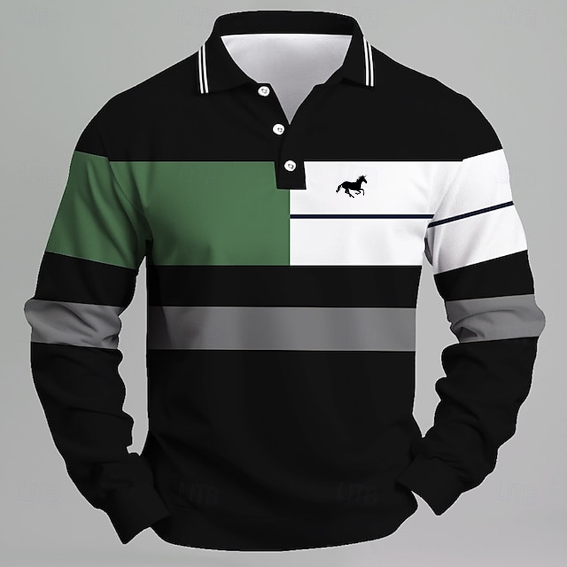 Golf Equipment Discount - Gestreiftes, bedrucktes Einhorn-Logo-Poloshirt für Herren –